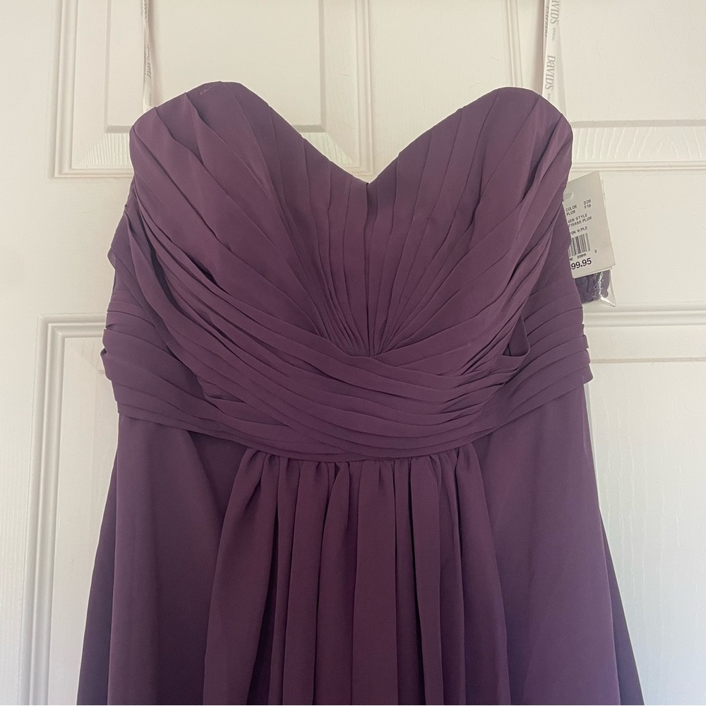 NWT Strapless Chiffon w/ Pleated Bodice Bridesmaid/Prom Dress Plum (Bridal 10)